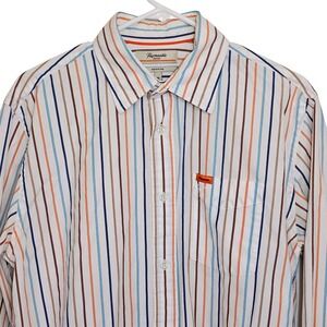 Façonnable Jeans Facoclub Stripe Long Sleeve Button Up Shirt Mens Medium Cotton‎